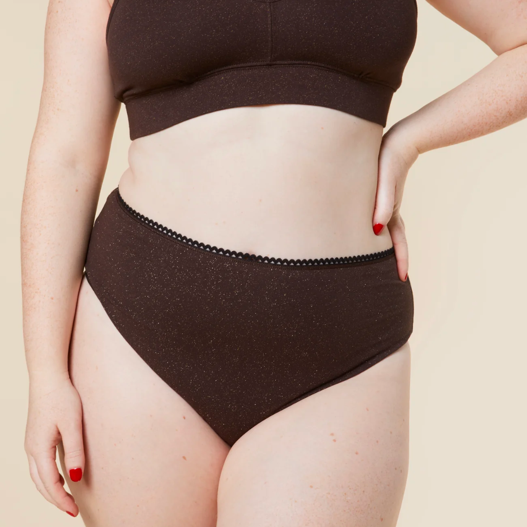 Ready-to-Go Culotte taille haute marron pailleté