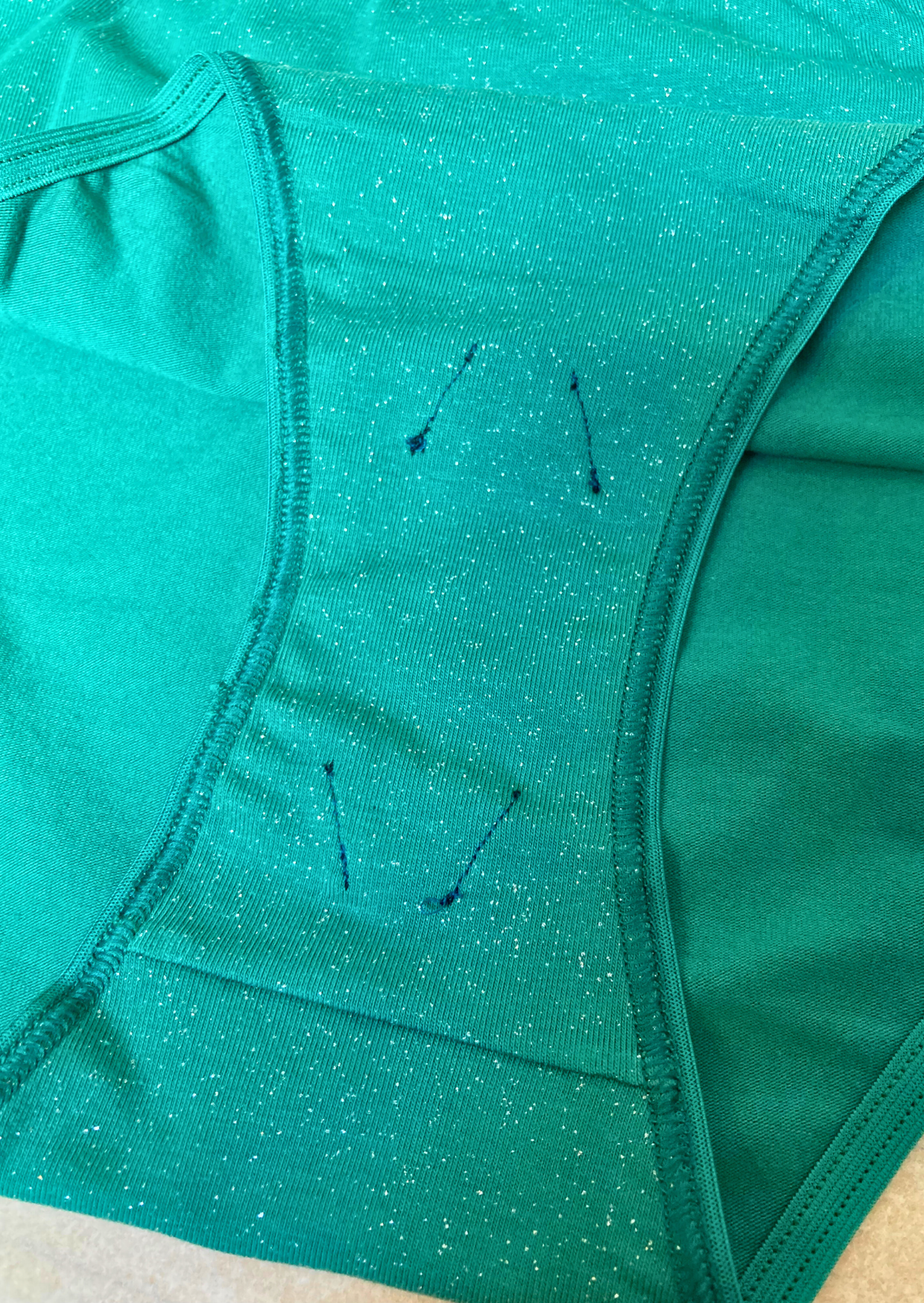 Culotte taille haute vert pailleté