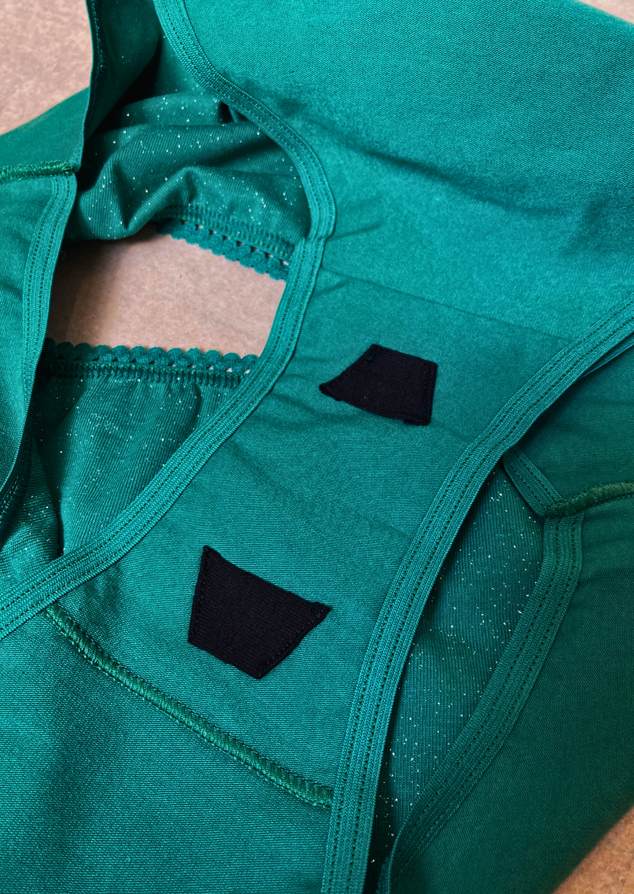 Culotte taille haute vert pailleté