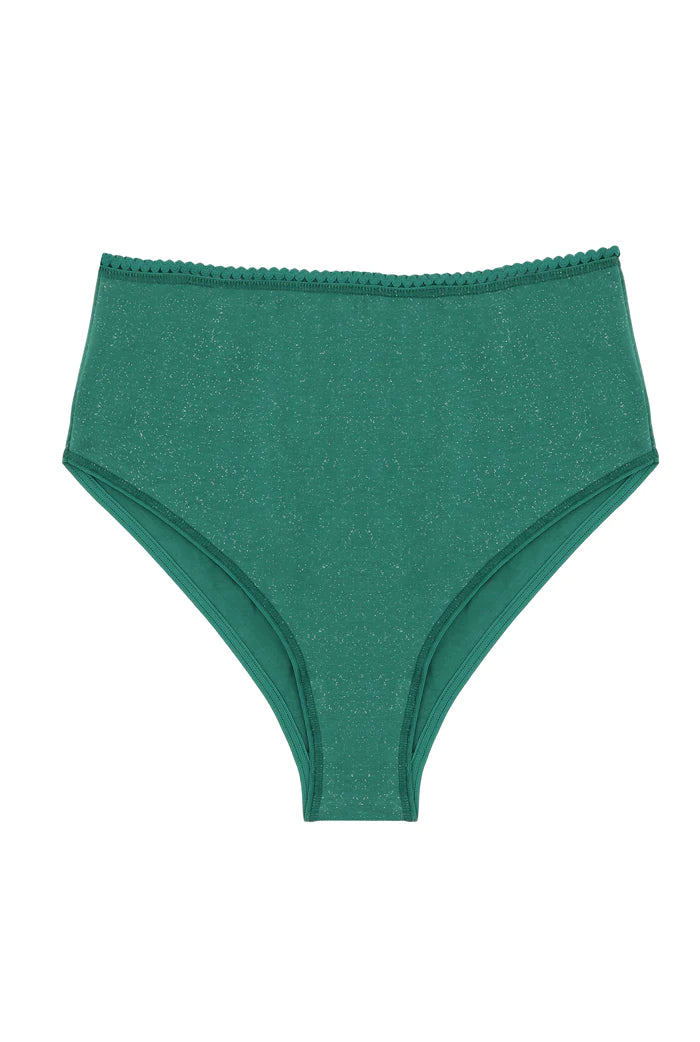Culotte taille haute vert pailleté